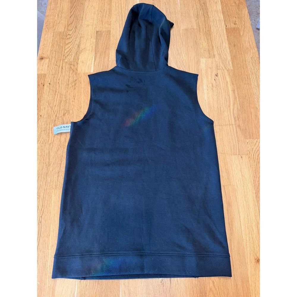 Old Navy Active Kids Boys Sleeveless Hoodie Black French Terry Pullover XL 14-16